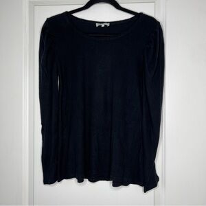 Grace & Lace Black Ribbed Long Sleeve Top Size Small Scoop Neck Basic Layering